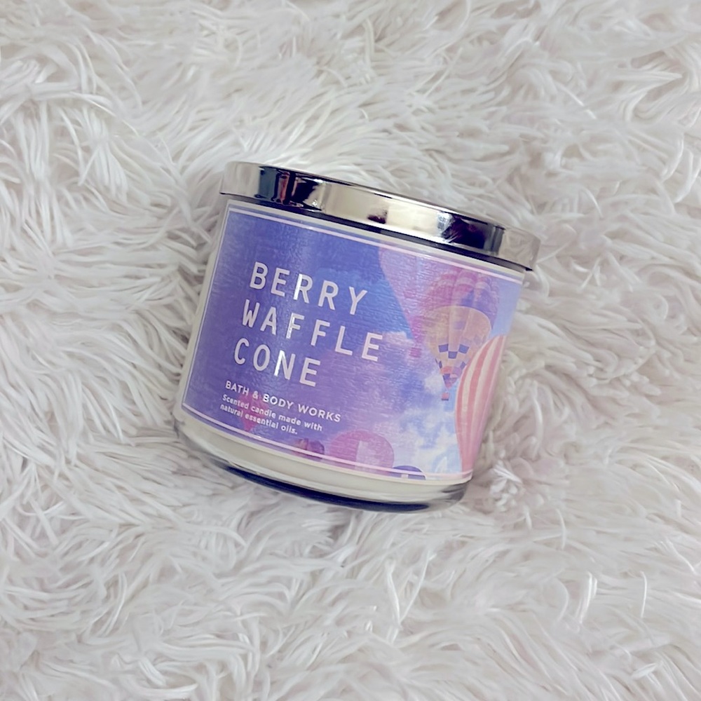 New! Bath and Body Works BERRY WAFFLE CONE scented three wick candle